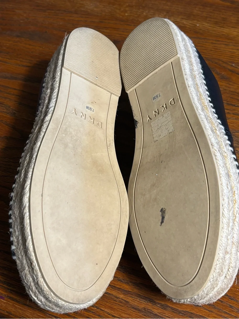 DKNY Leather Peep Toe Espadrilles. 1 1/2 inch wedge. Woman’s size 7.5